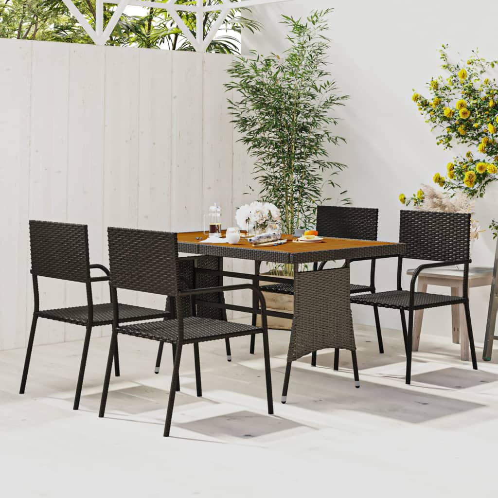 5 Piece Outdoor Dining Set Poly Rattan
