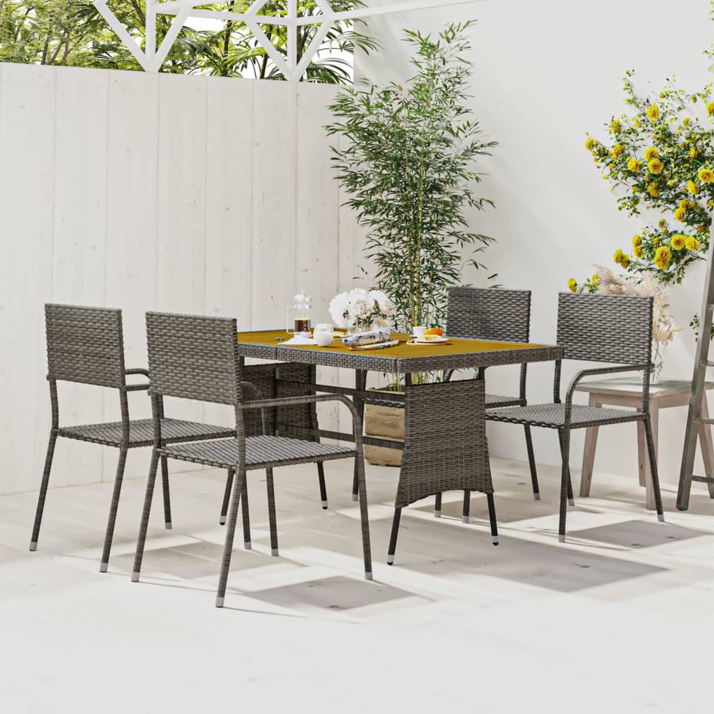 5 Piece Outdoor Dining Set Poly Rattan