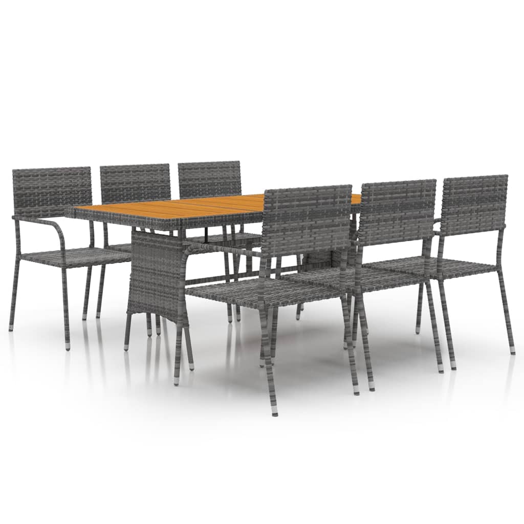 7 Piece Outdoor Dining Set Poly Rattan