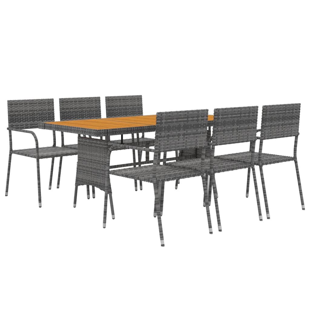 7 Piece Outdoor Dining Set Poly Rattan