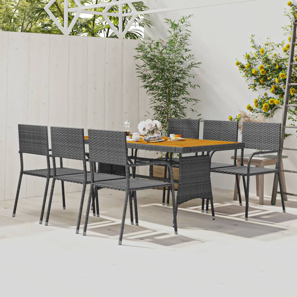 7 Piece Outdoor Dining Set Poly Rattan