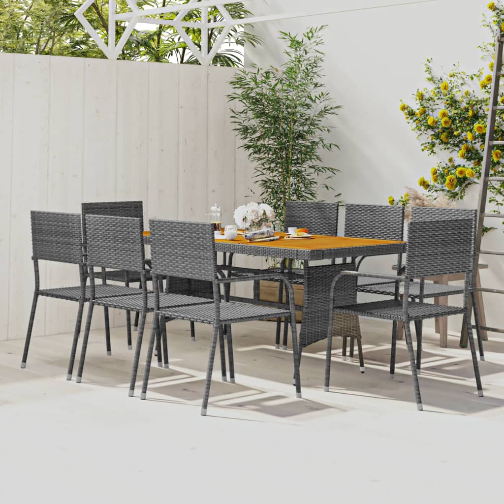 7 Piece Outdoor Dining Set Poly Rattan