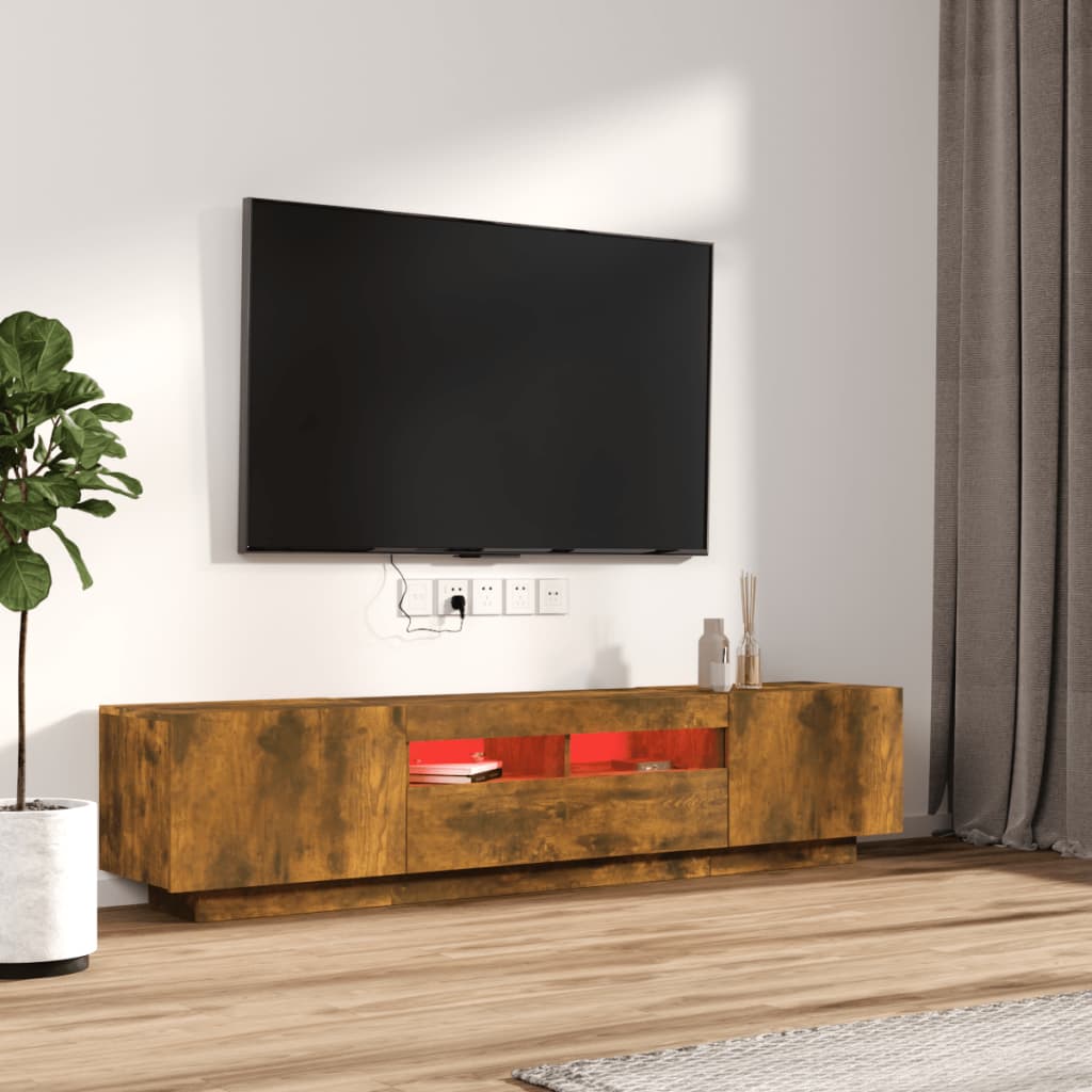2 Piece Tv Cabinet Set With Led Lights Engineered Wood