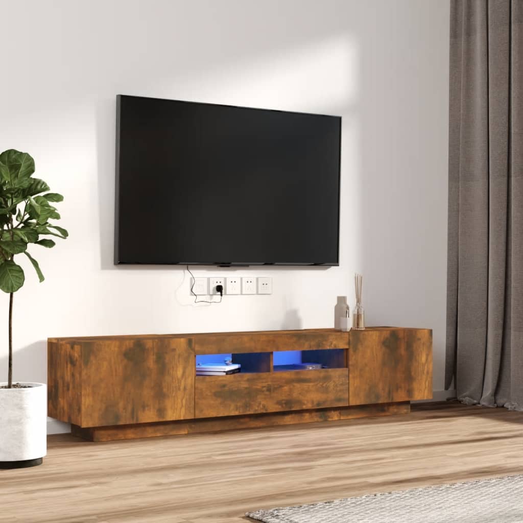 2 Piece Tv Cabinet Set With Led Lights Engineered Wood