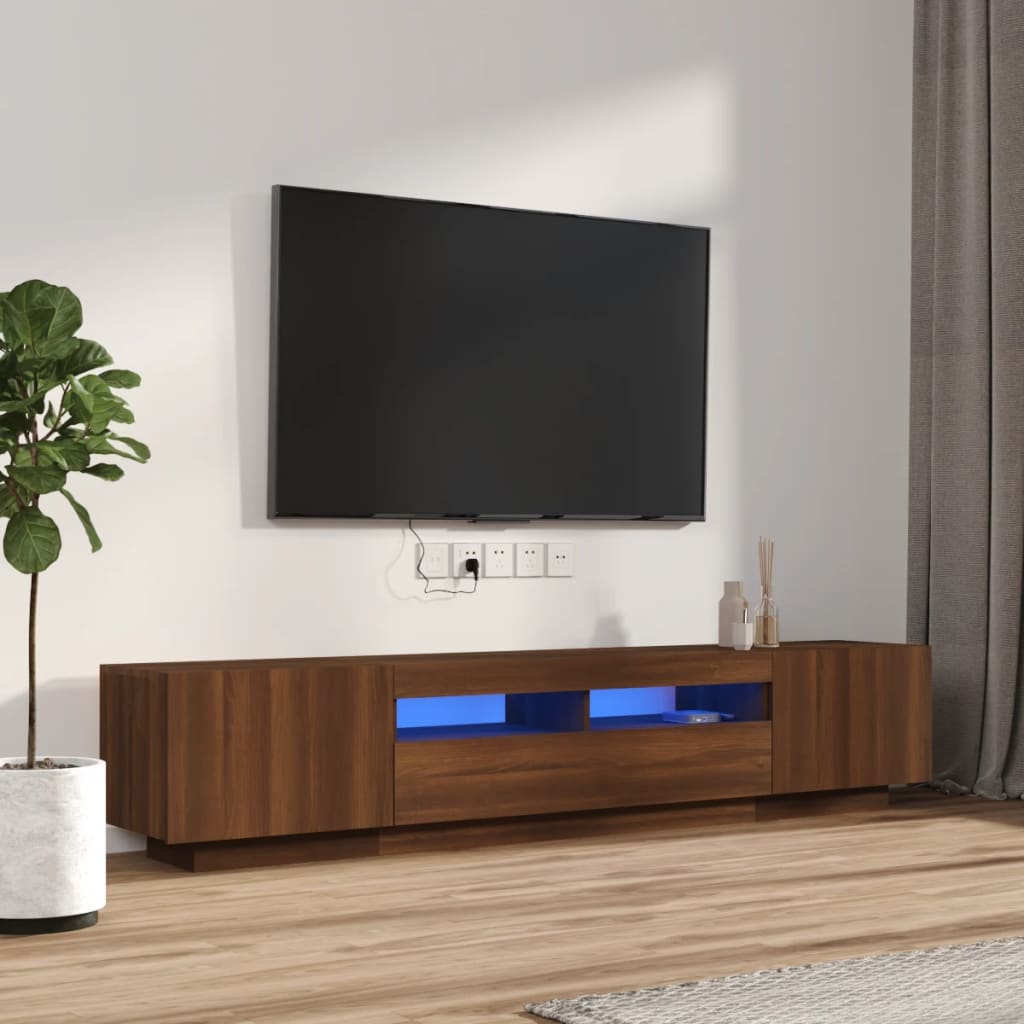 2 Piece Tv Cabinet Set With Led Lights Engineered Wood