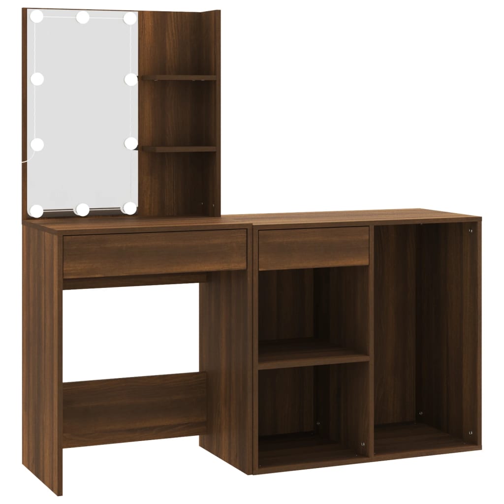 Led Dressing Table With Cabinet Engineered Wood