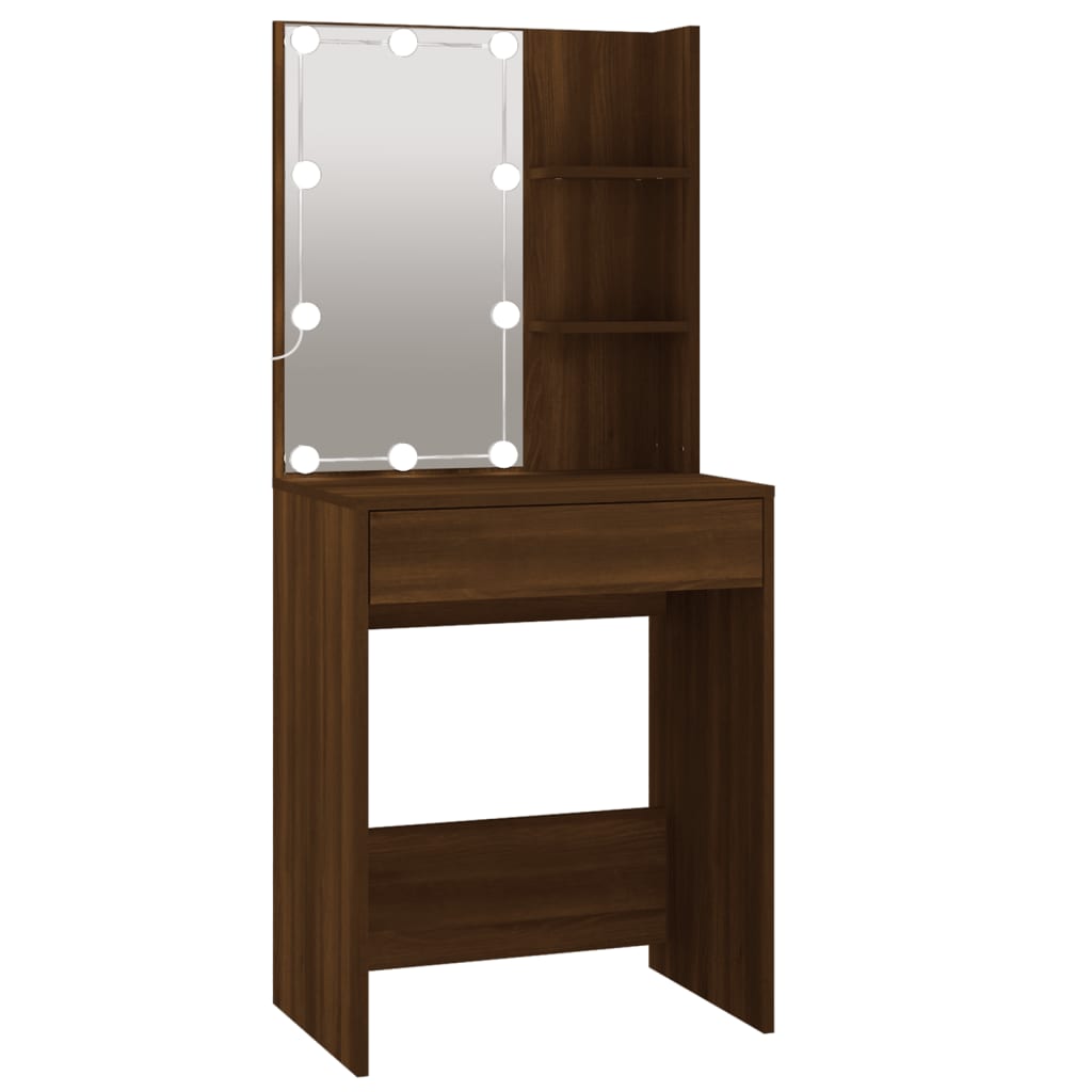 Led Dressing Table With Cabinet Engineered Wood