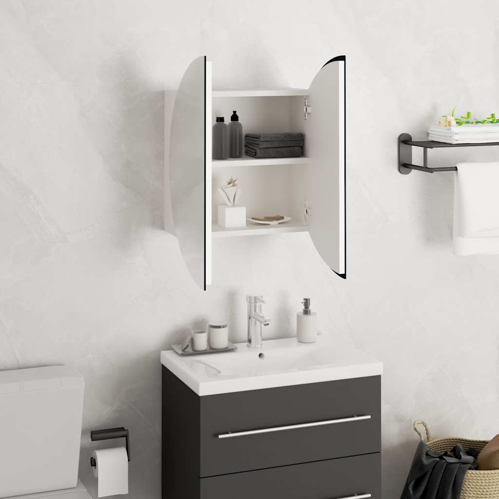 Bathroom Cabinet With Round Mirror&Led