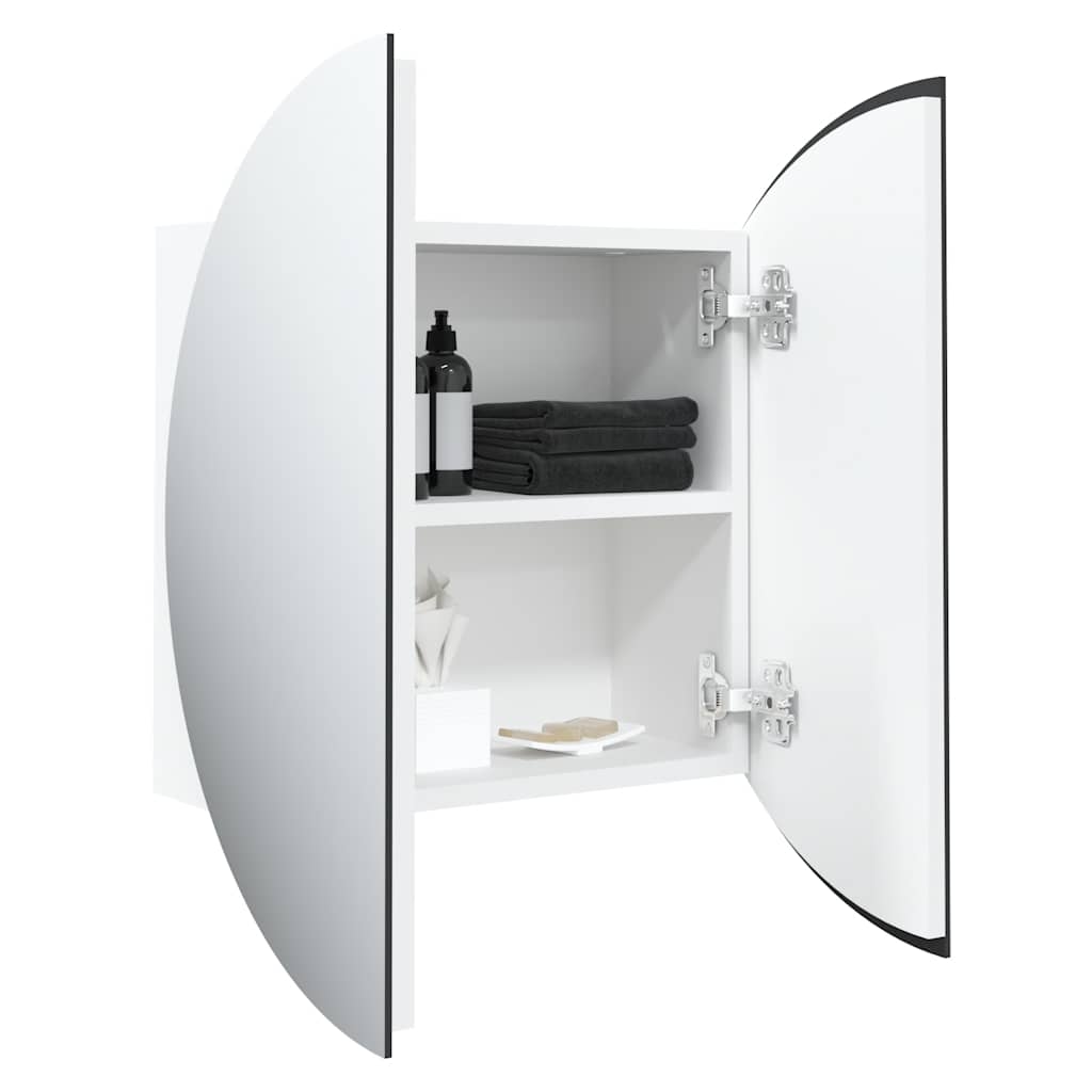 Bathroom Cabinet With Round Mirror&Led