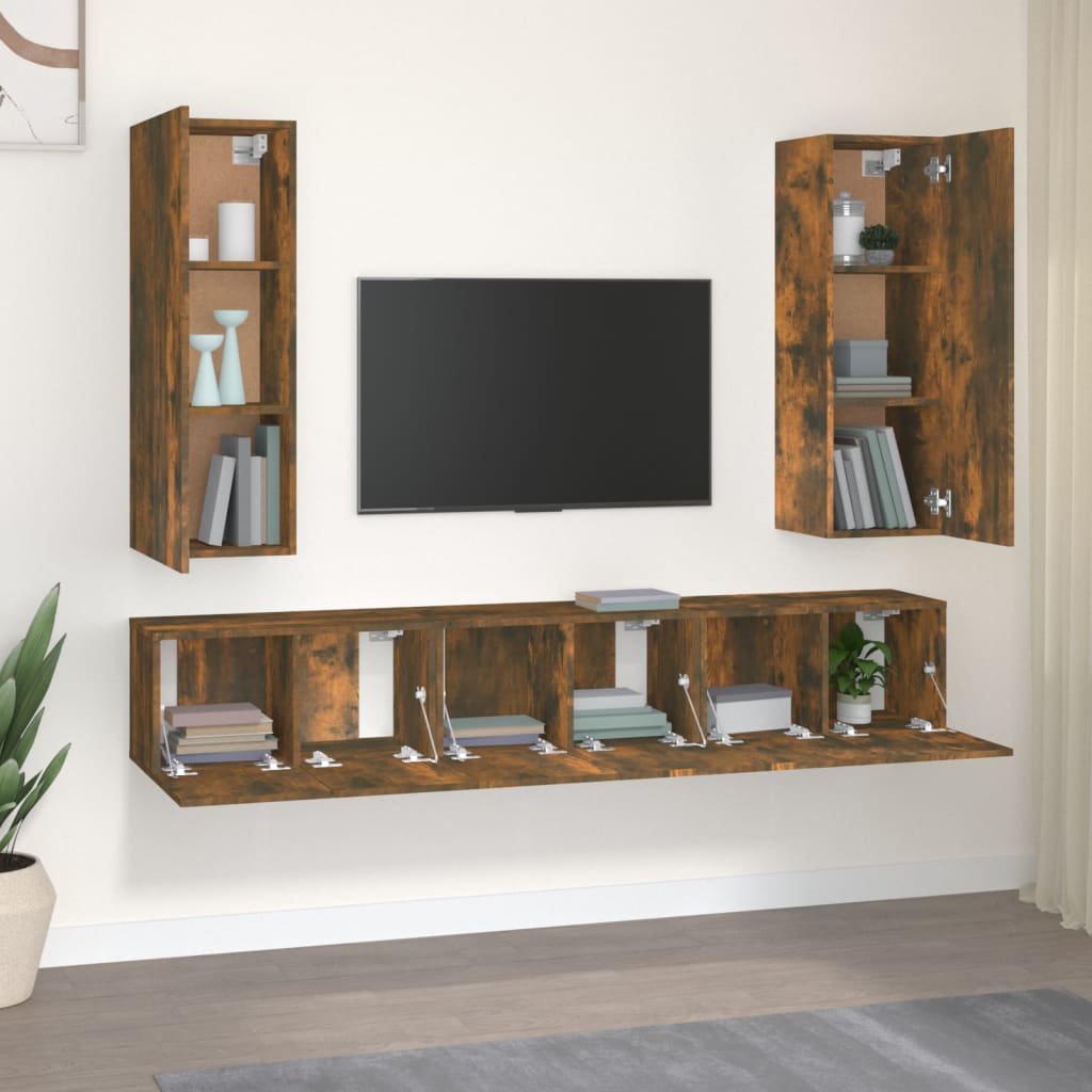 5 Piece Tv Cabinet Set Engineered Wood