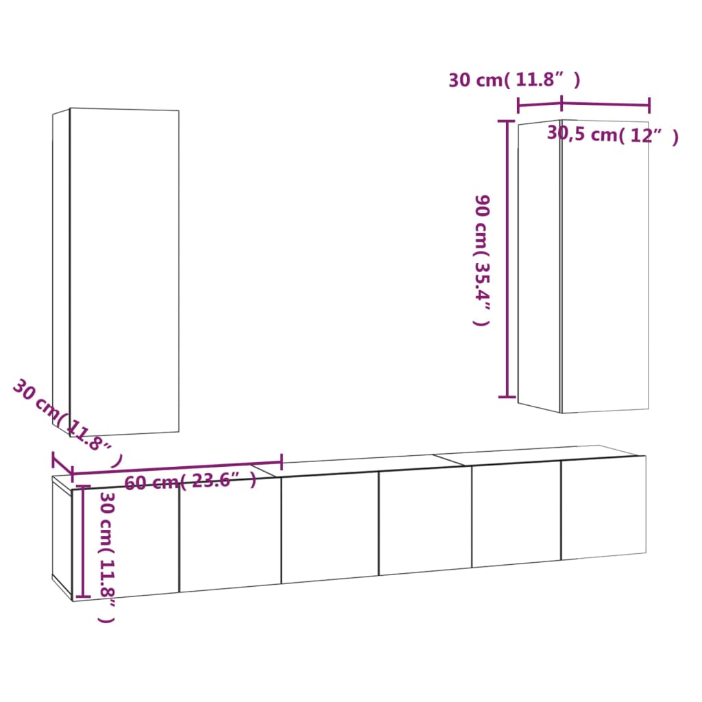 5 Piece Tv Cabinet Set Engineered Wood