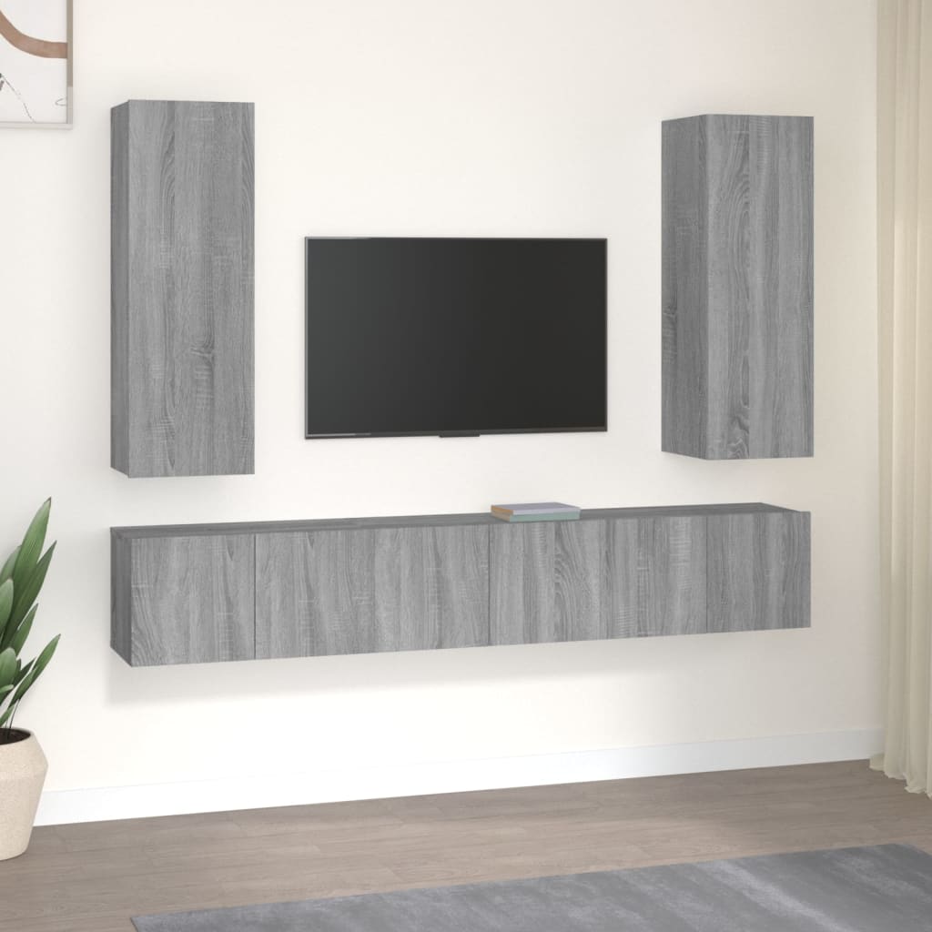 5 Piece Tv Cabinet Set Engineered Wood