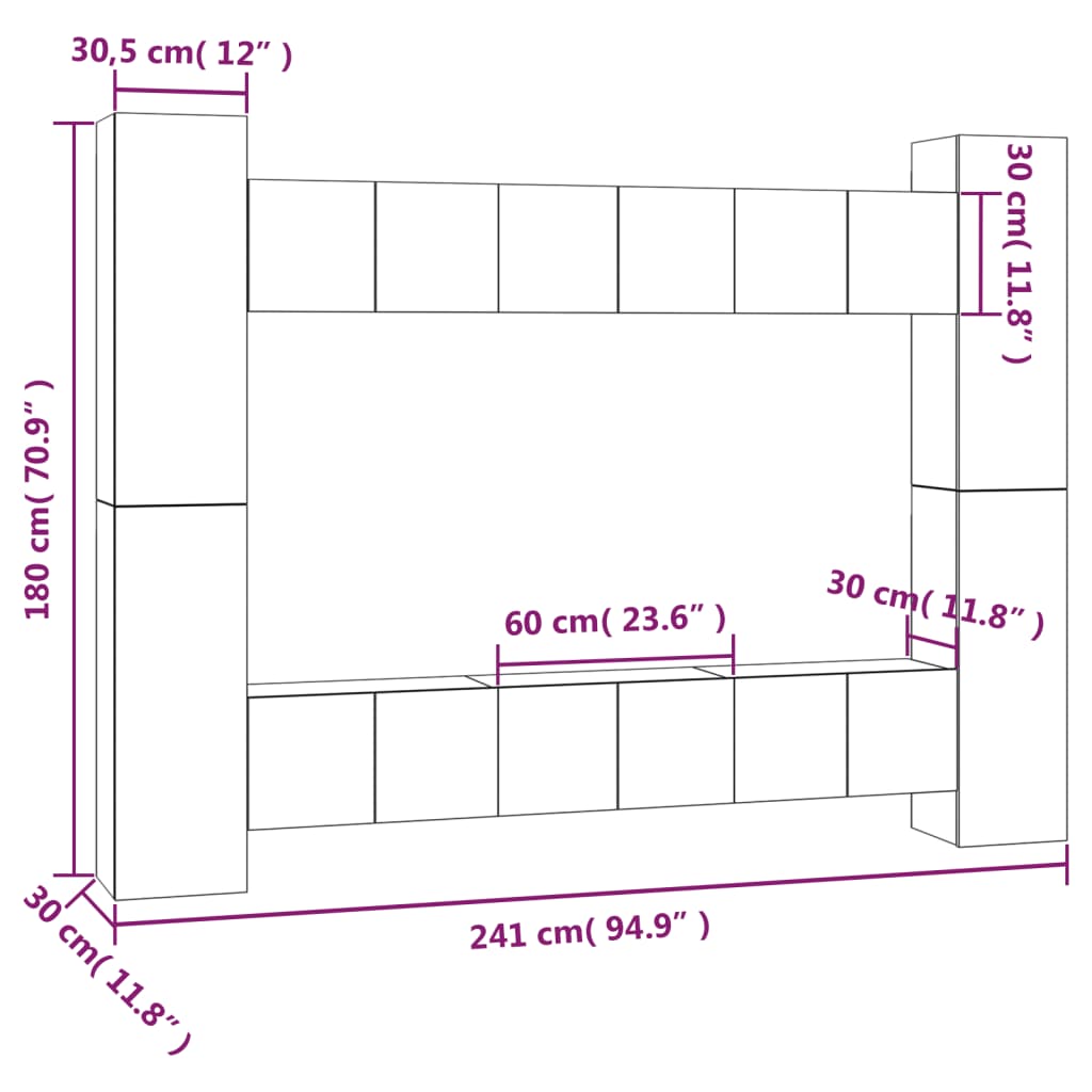 10 Piece Tv Cabinet Set Engineered Wood
