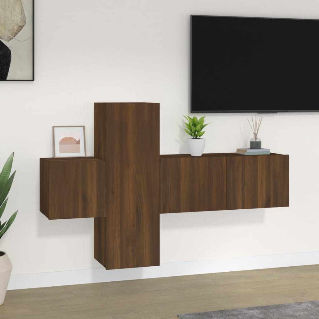 5 Piece Tv Cabinet Set Engineered Wood