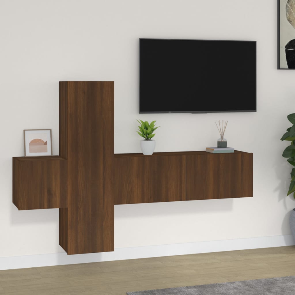 5 Piece Tv Cabinet Set Engineered Wood
