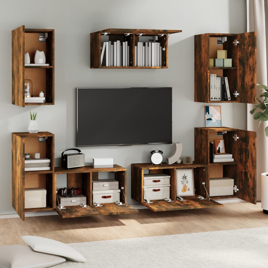 7 Piece Tv Cabinet Set Engineered Wood