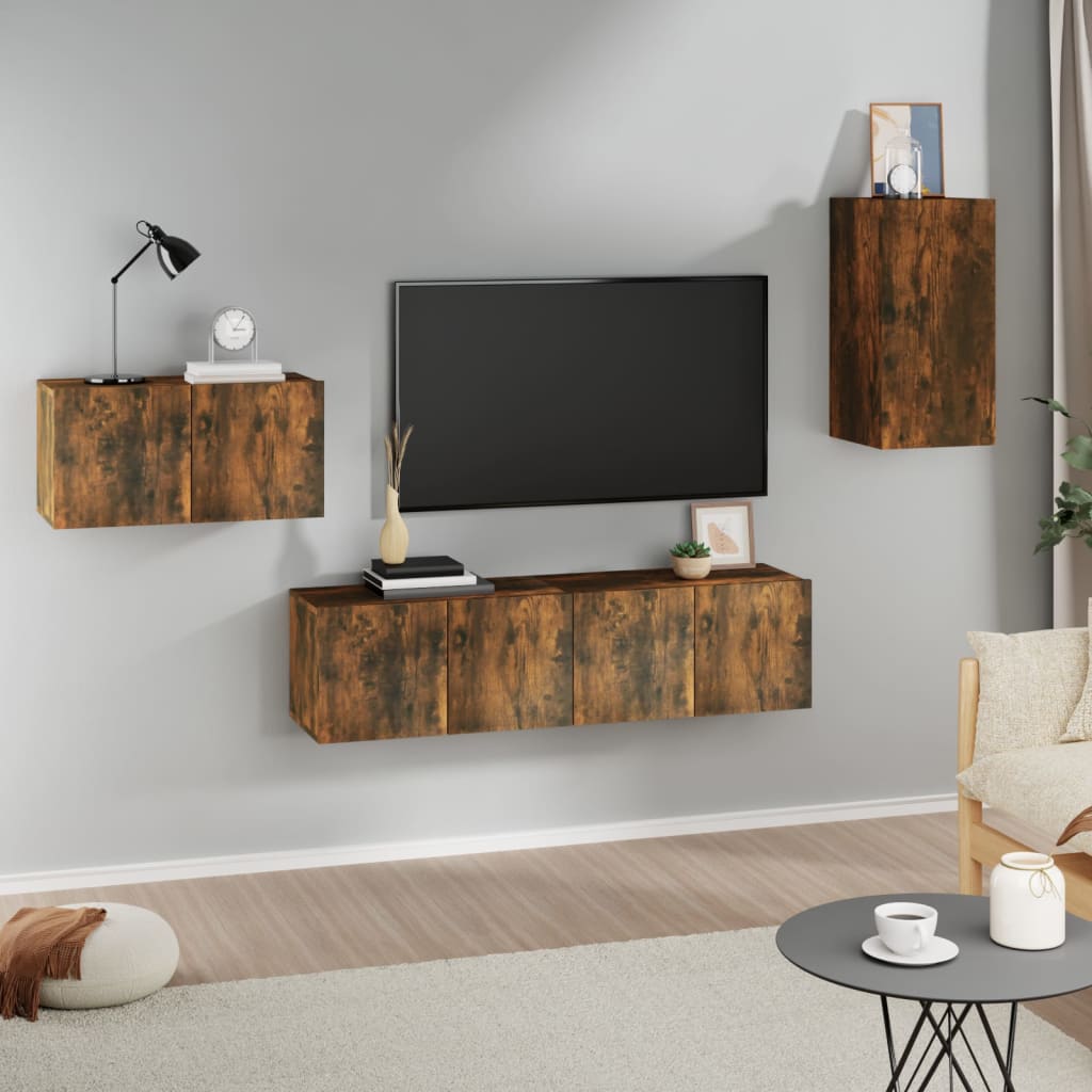 4 Piece Tv Cabinet Set Engineered Wood