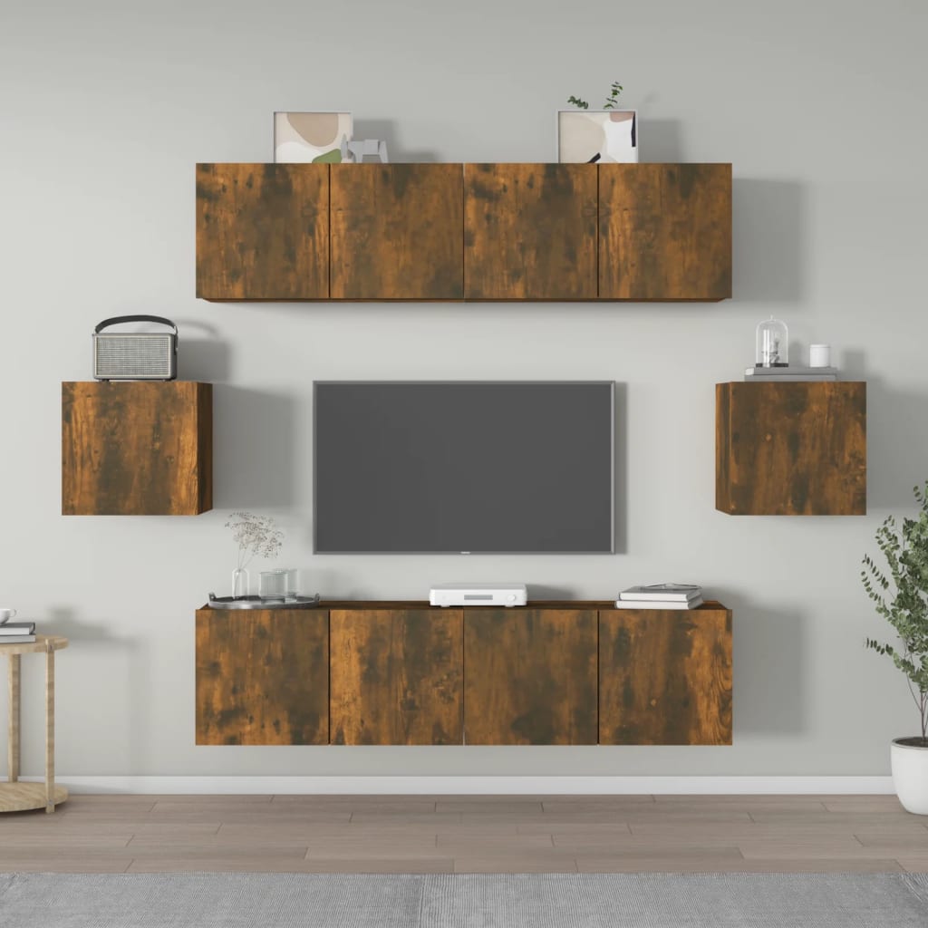 6 Piece Tv Cabinet Set Engineered Wood
