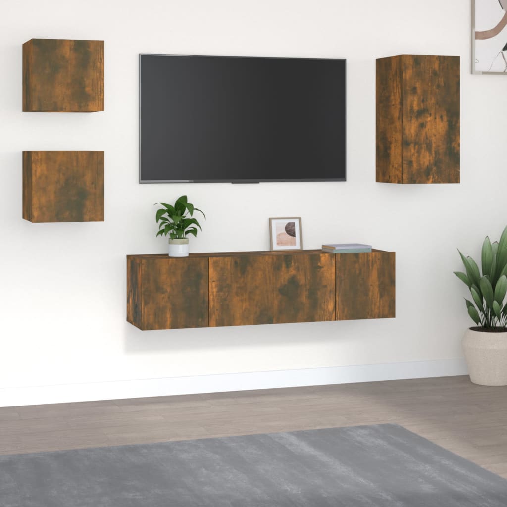 5 Piece Tv Cabinet Set Engineered Wood