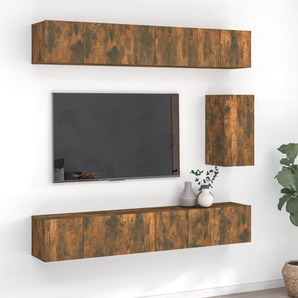 7 Piece Tv Cabinet Set Engineered Wood