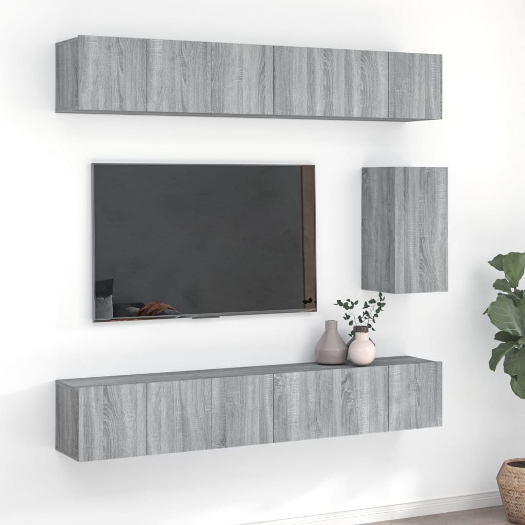 7 Piece Tv Cabinet Set Engineered Wood