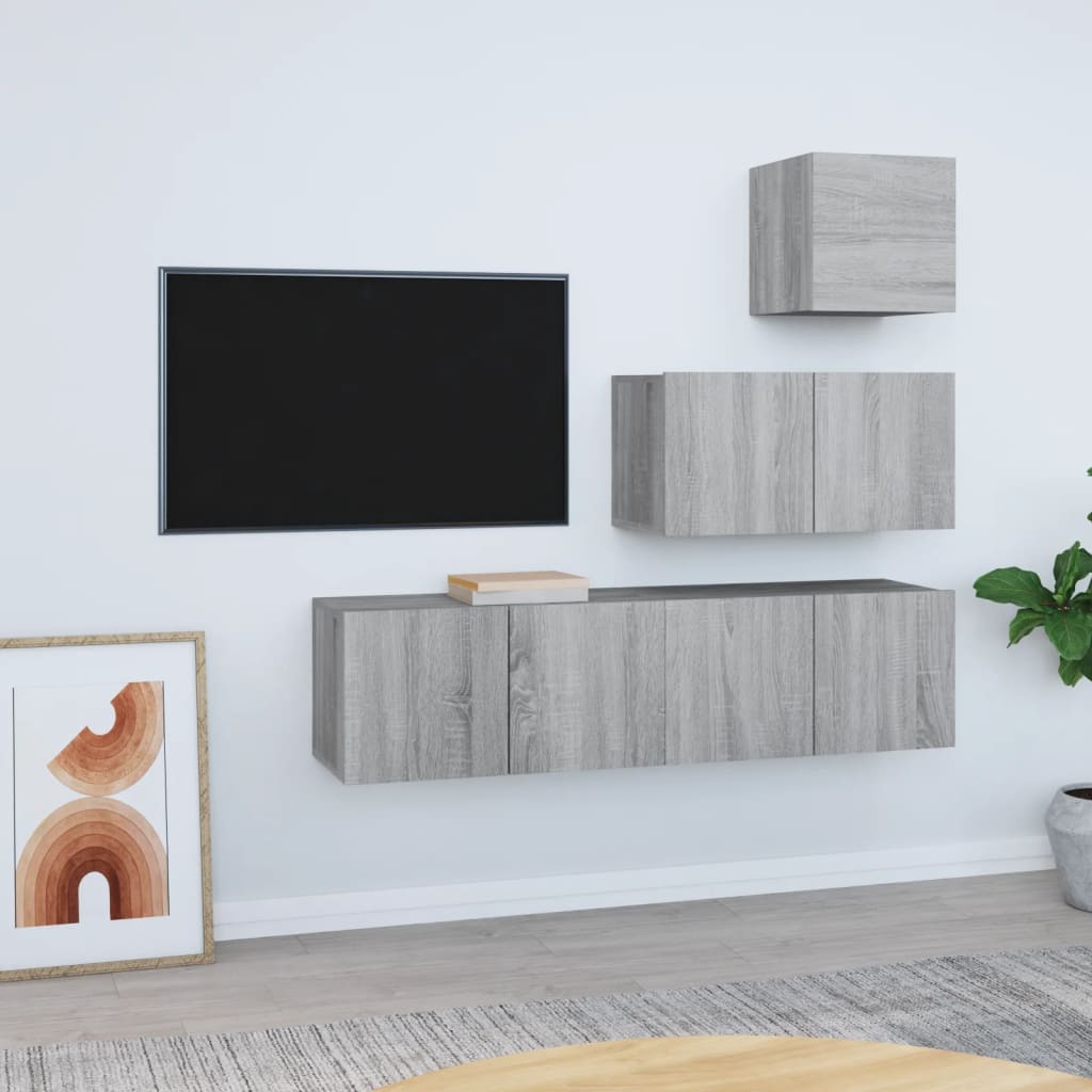 4 Piece Tv Cabinet Set Engineered Wood