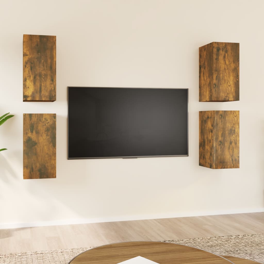 4 Piece Tv Cabinet Set 30.5X30X Engineered Wood,  Wall-Mounted Tv Cabinets - 2 Pcs , 30.5X30X, Made From Engineered Wood
