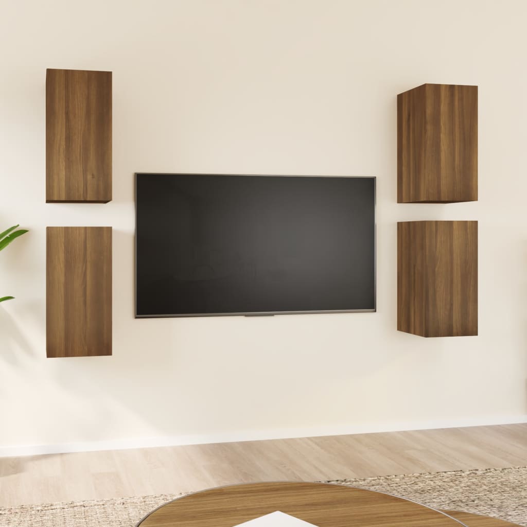 4 Piece Tv Cabinet Set 30.5X30X Engineered Wood,  Wall-Mounted Tv Cabinets - 2 Pcs , 30.5X30X, Made From Engineered Wood