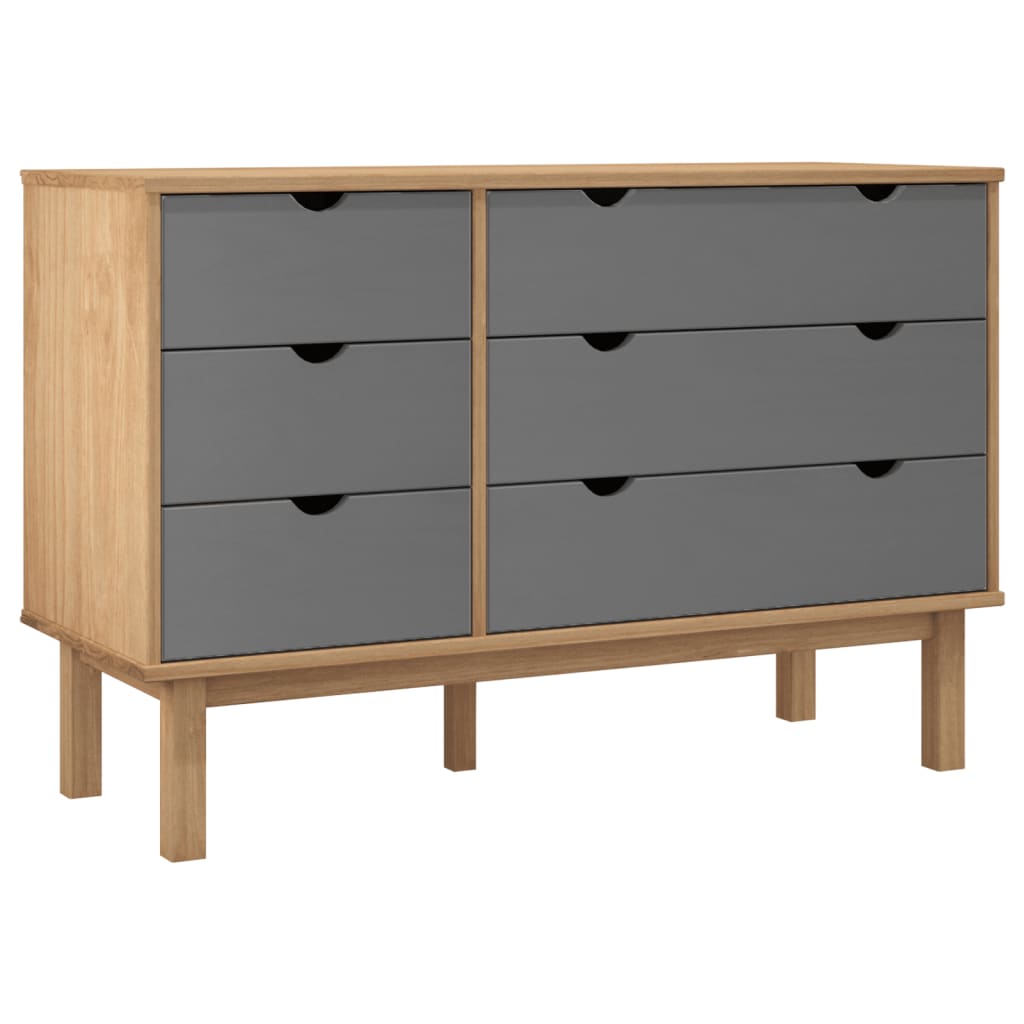 Drawer Cabinet Otta Brown&Grey 111X43X73.5Cm Solid Wood Pine
