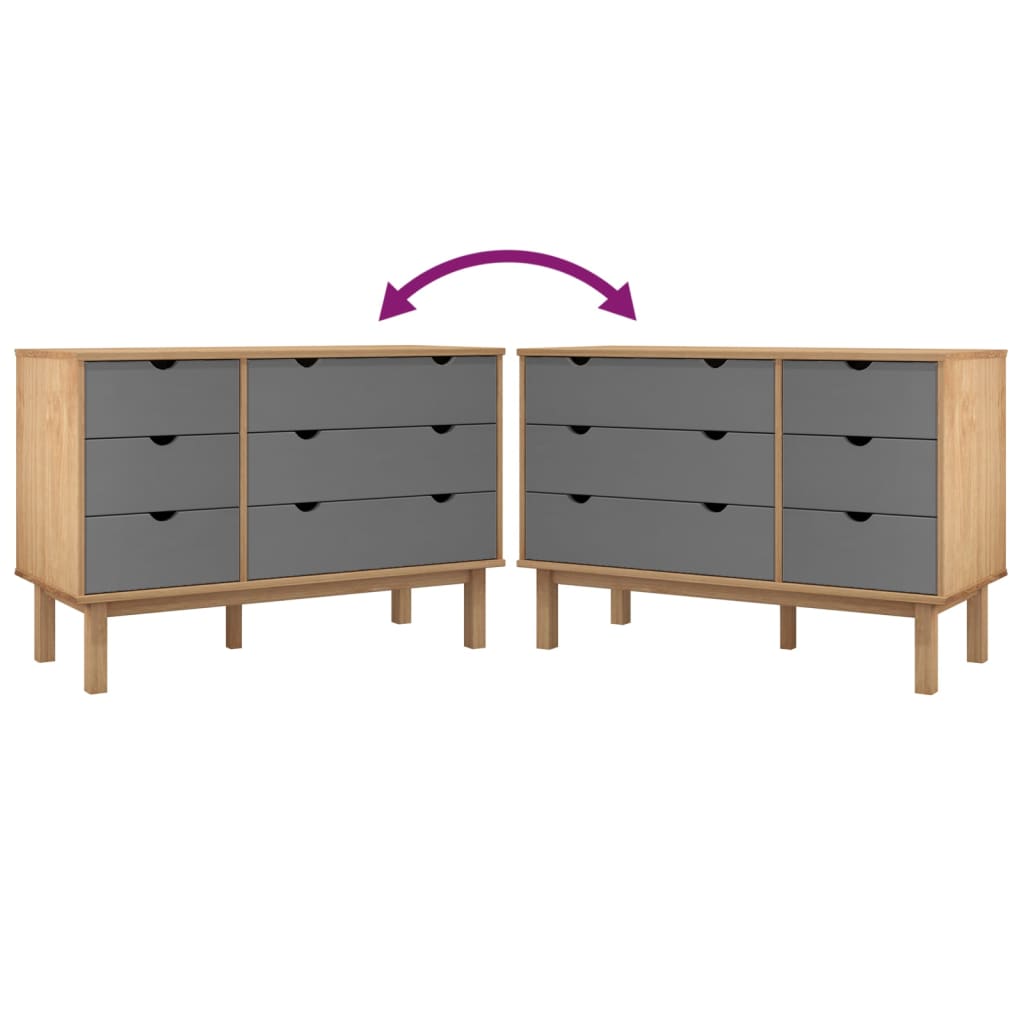 Drawer Cabinet Otta Brown&Grey 111X43X73.5Cm Solid Wood Pine