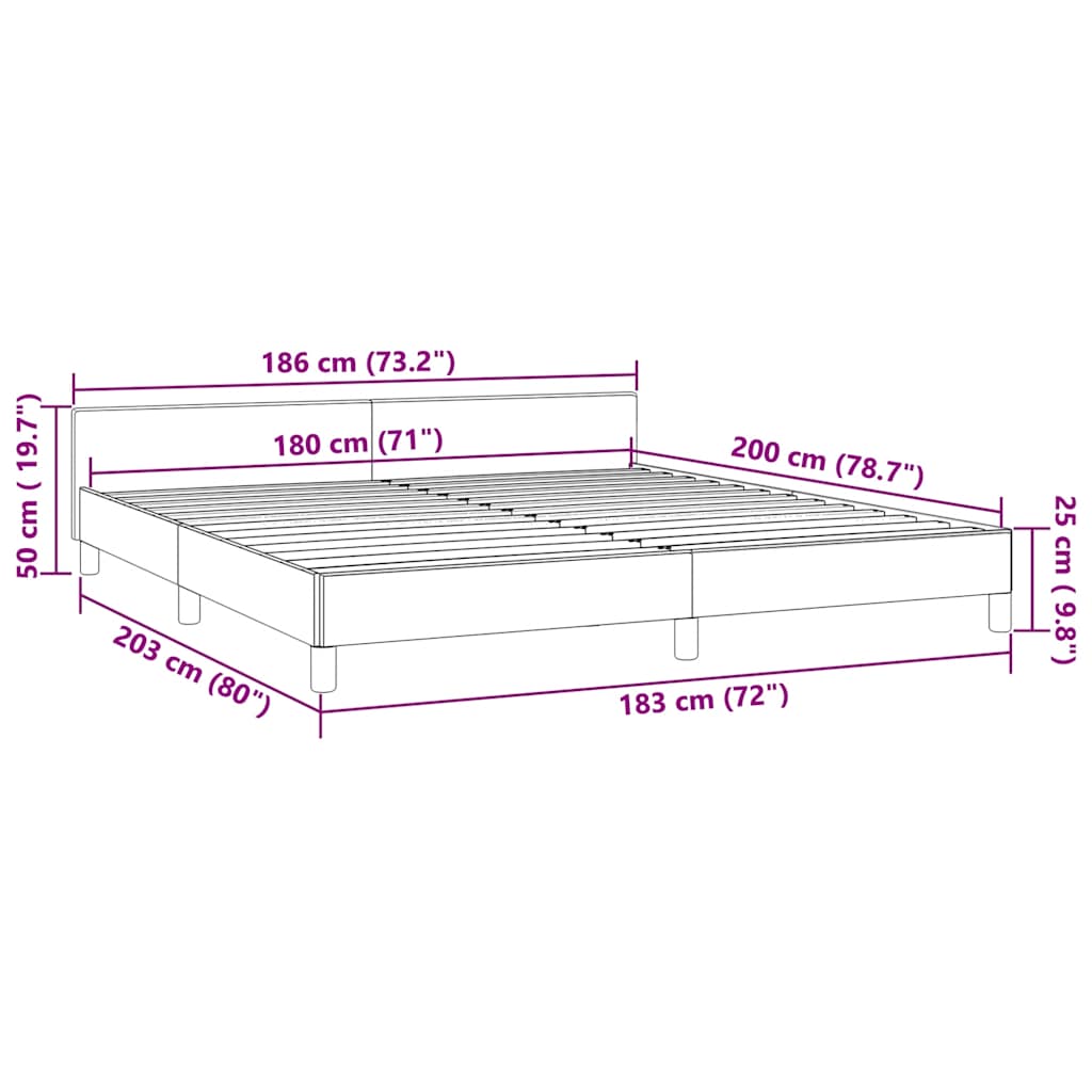Bed Frame Without Mattress 180X200Cm Super King Faux Leather