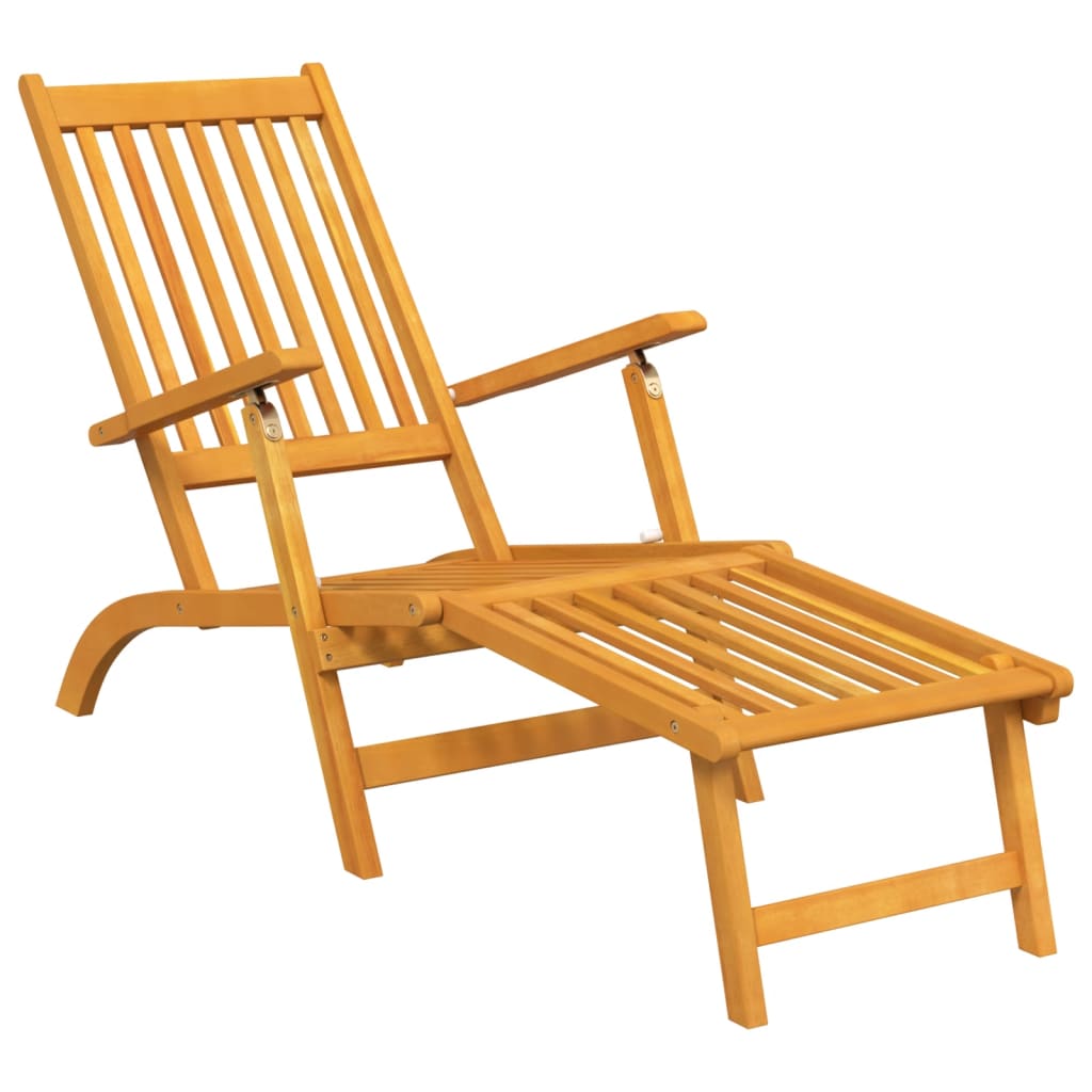 Outdoor Deck Chairs With Footrests 2 Pcs Solid Wood Acacia