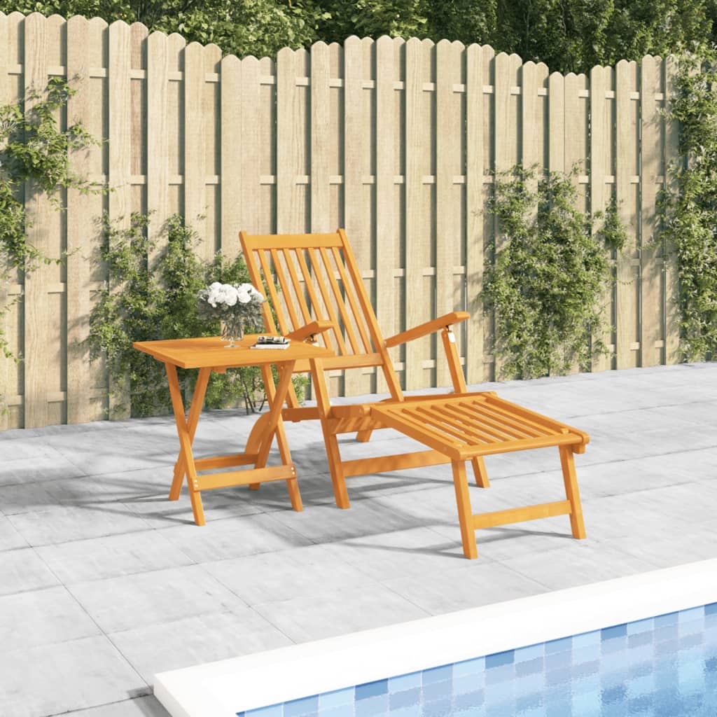 Outdoor Deck Chairs With Footrests 2 Pcs Solid Wood Acacia
