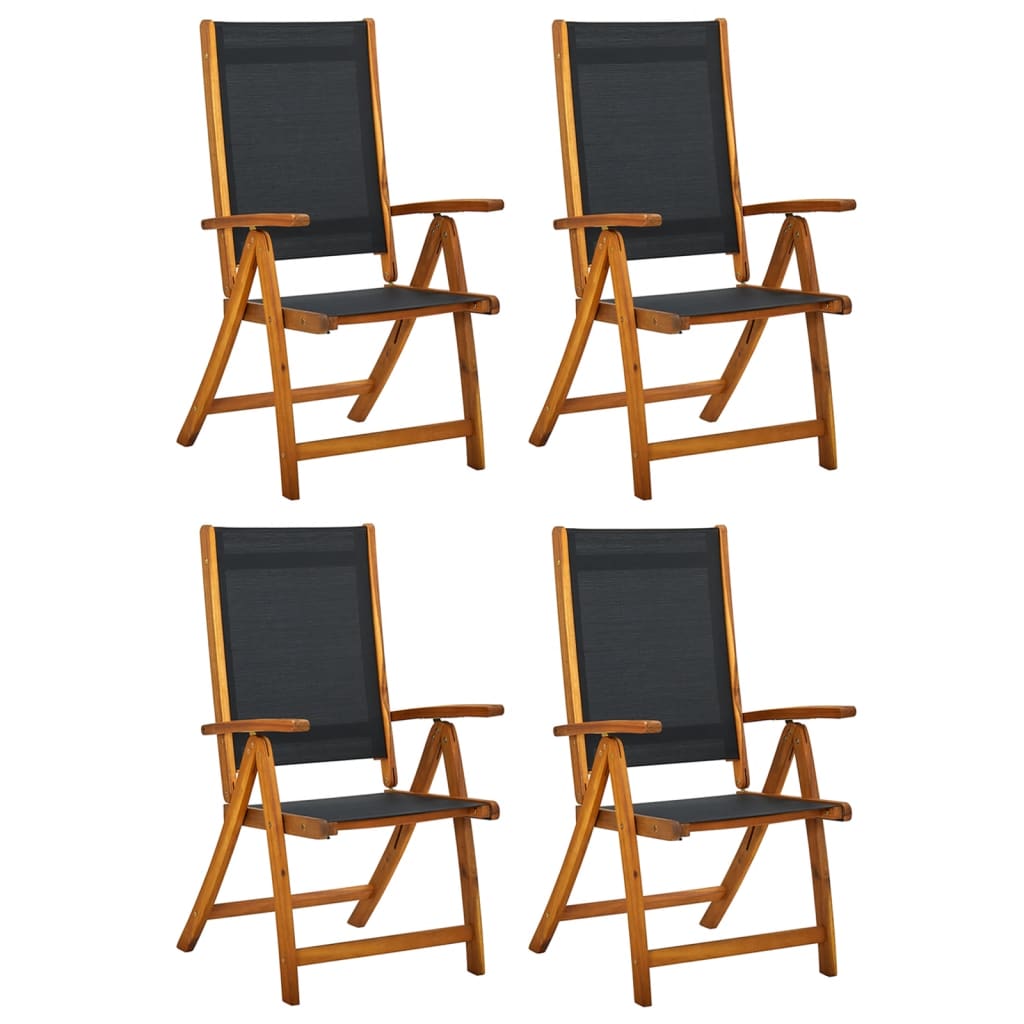 Folding Garden Chairs 4 Pcs Solid Wood Acacia And Textilene
