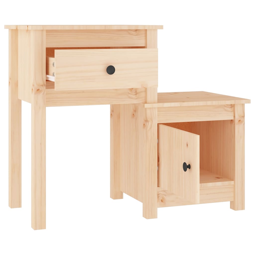 Bedside Cabinet 79.5X38X65.5 Cm Solid Wood Pine