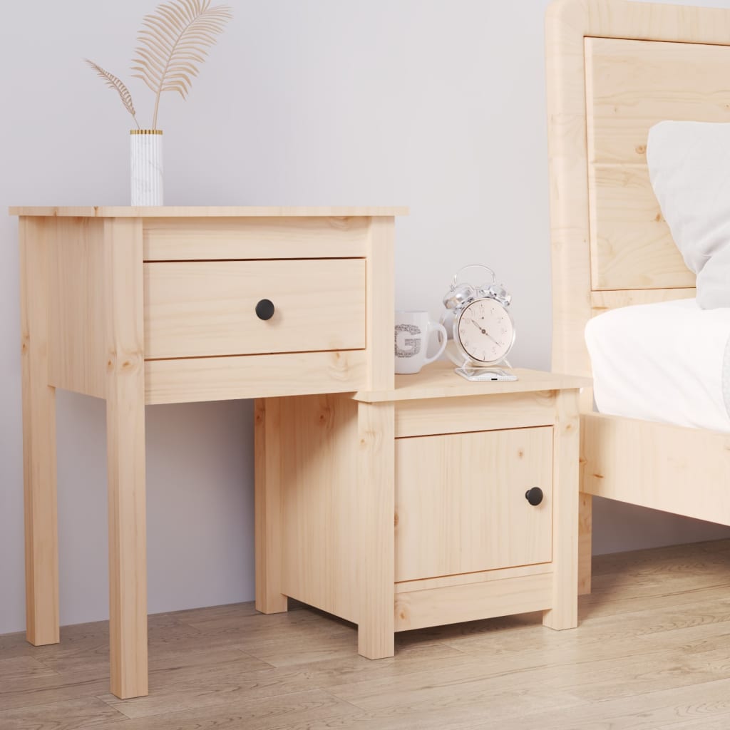 Bedside Cabinet 79.5X38X65.5 Cm Solid Wood Pine