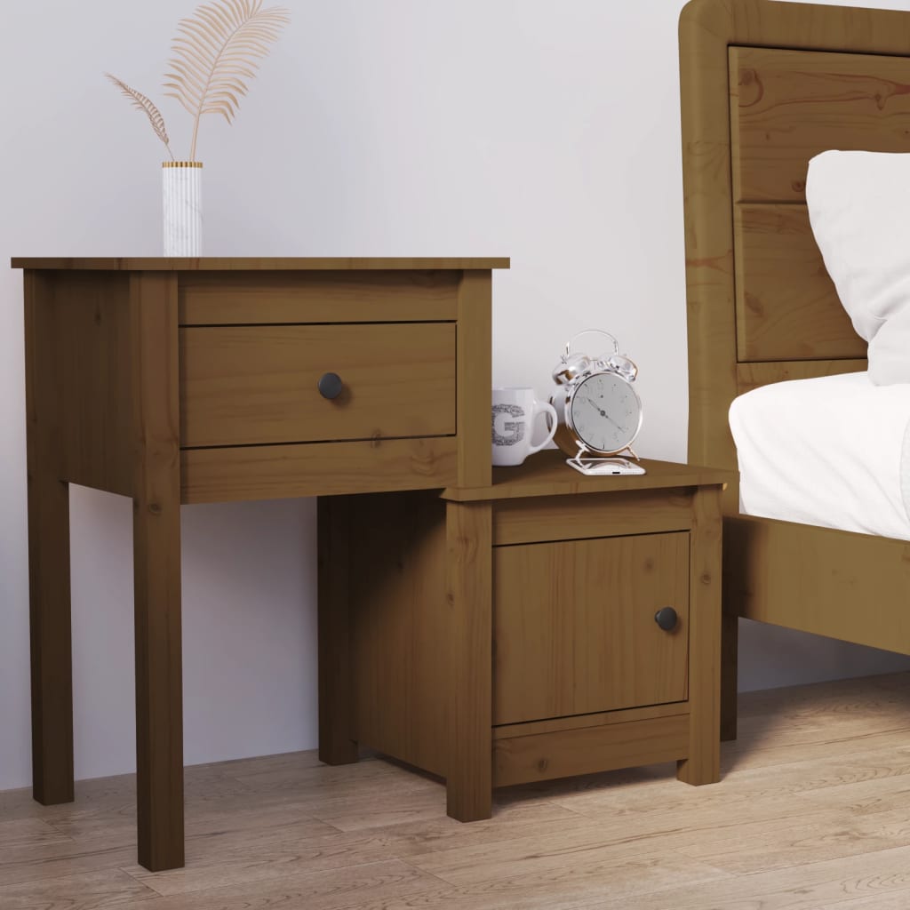 Bedside Cabinet 79.5X38X65.5 Cm Solid Wood Pine