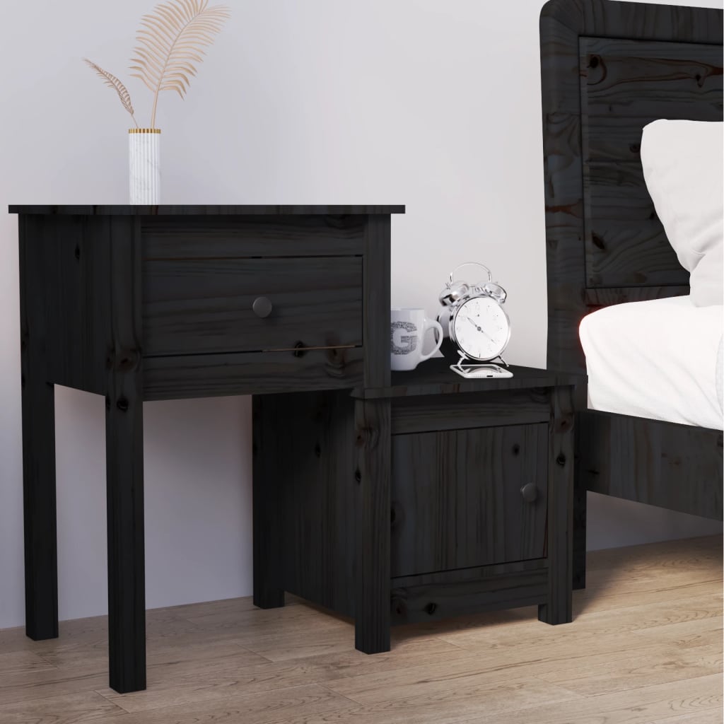 Bedside Cabinet 79.5X38X65.5 Cm Solid Wood Pine