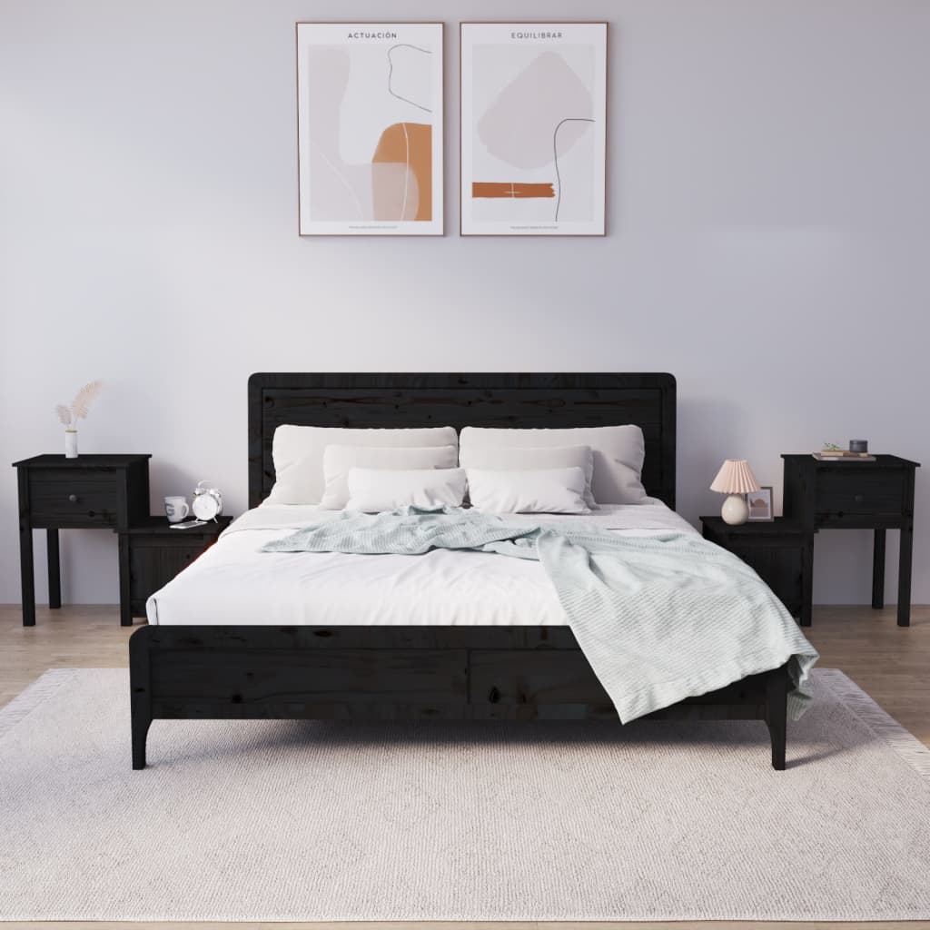 Bedside Cabinet 79.5X38X65.5 Cm Solid Wood Pine