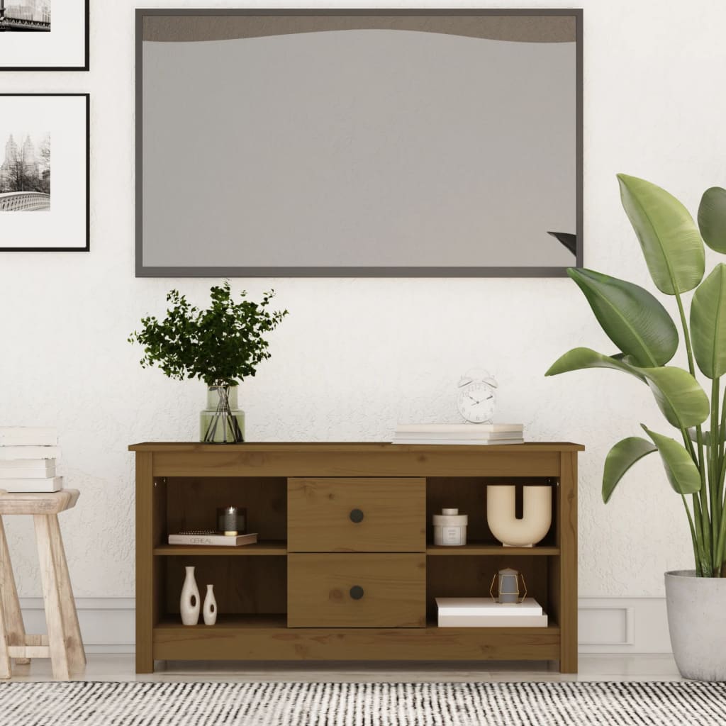 Tv Cabinet 103X36.5X52 Cm Solid Wood Pine