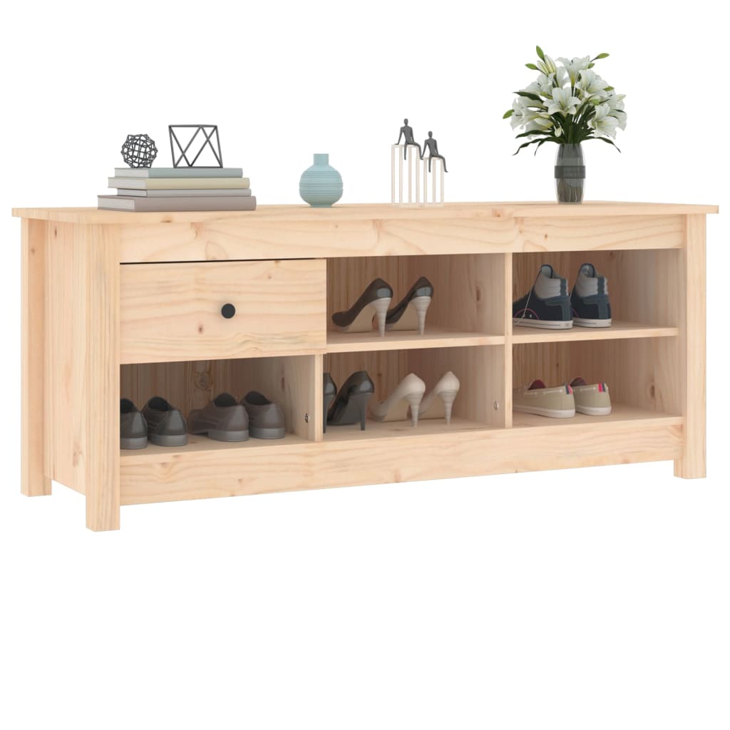 Shoe Cabinet 110X38X45.5 Cm Solid Wood Pine