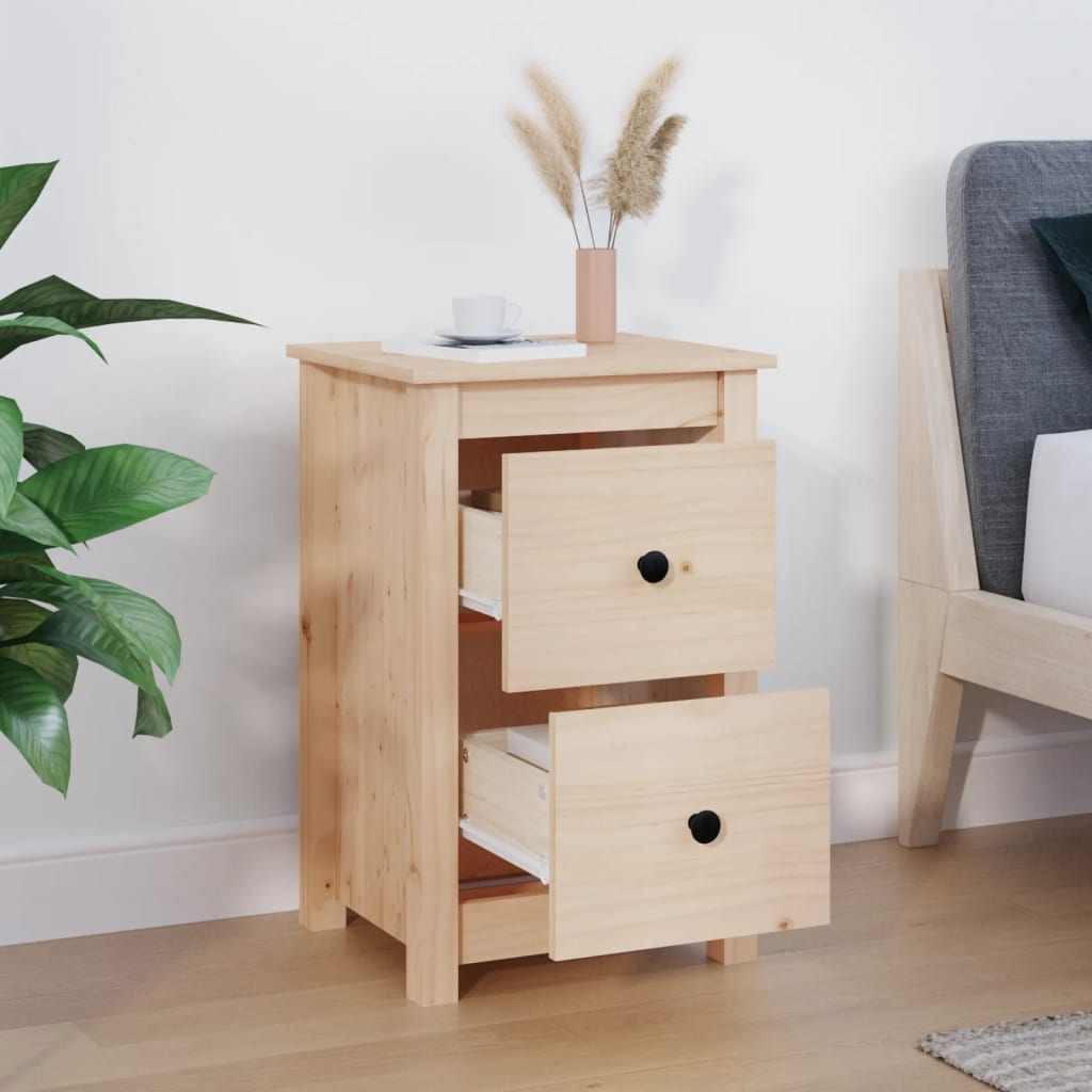 Bedside Cabinet 40X35X61.5 Cm Solid Wood Pine