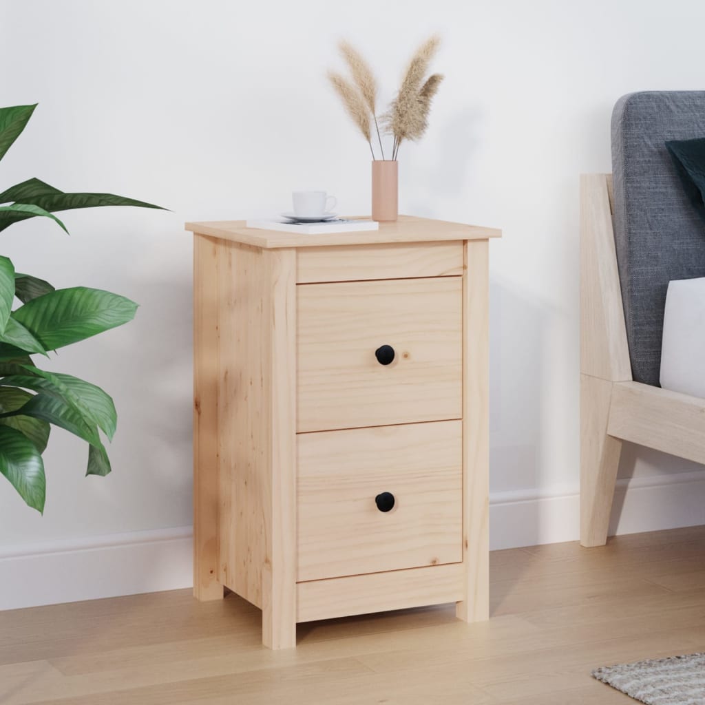 Bedside Cabinet 40X35X61.5 Cm Solid Wood Pine