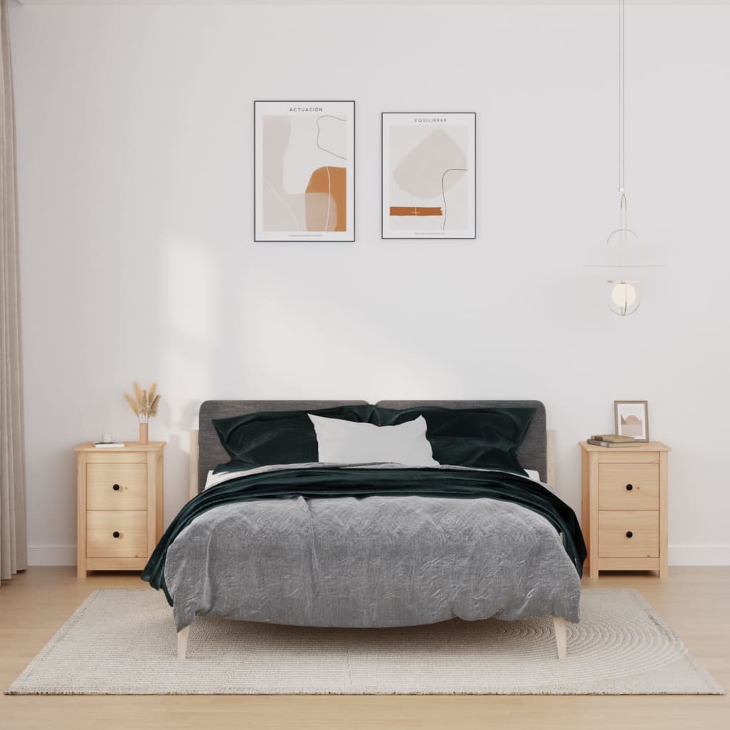 Bedside Cabinet 40X35X61.5 Cm Solid Wood Pine