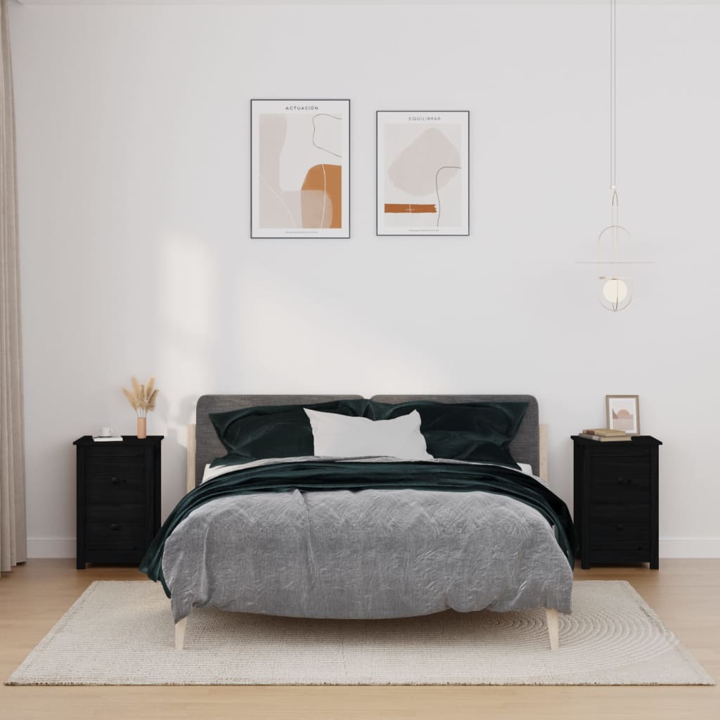 Bedside Cabinet 40X35X61.5 Cm Solid Wood Pine