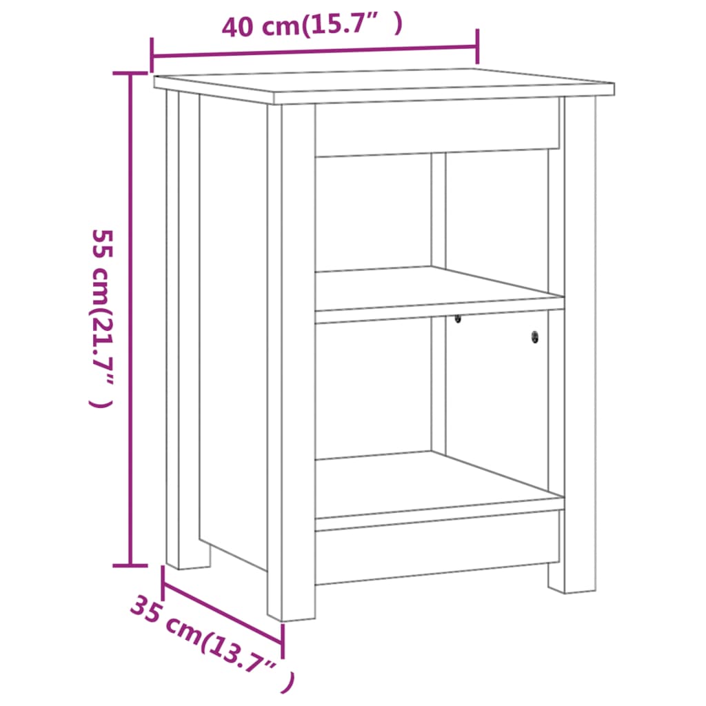 Bedside Cabinet 40X35X55 Cm Solid Wood Pine