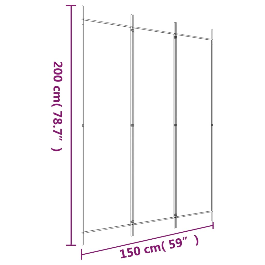 3-Panel Room Divider Fabric