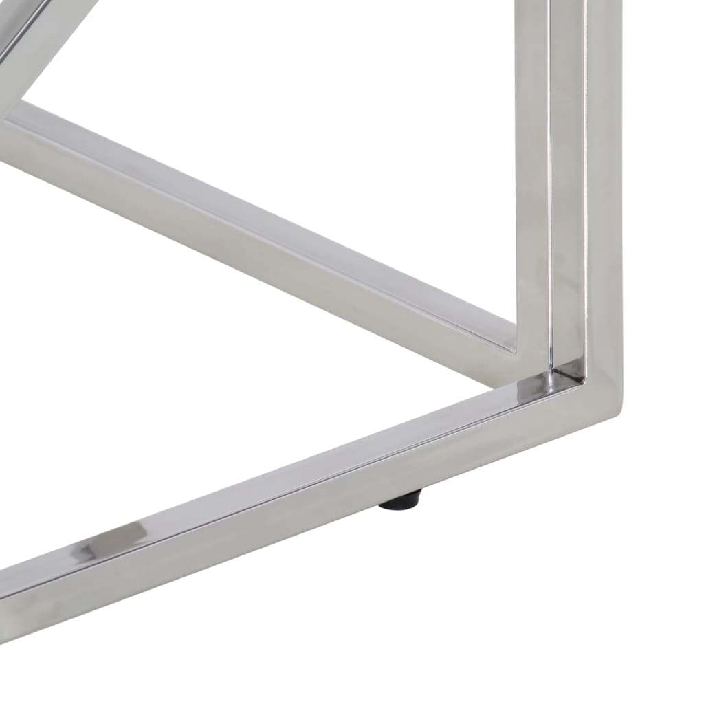 Coffee Table Silver Stainless Steel And Solid Reclaimed