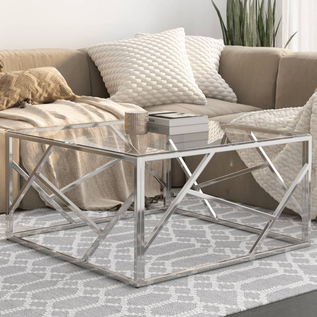Coffee Table Stainless Steel And Tempered