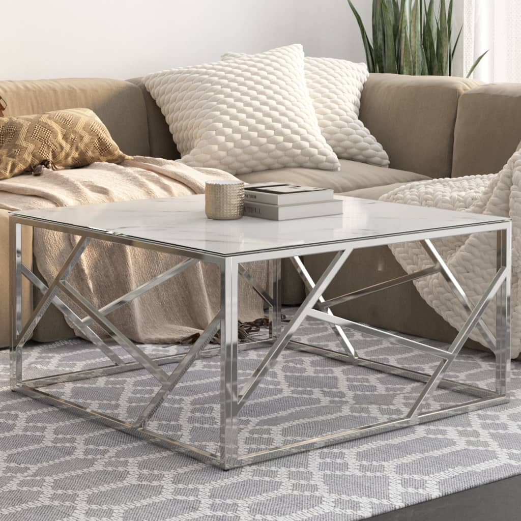 Coffee Table Stainless Steel And Tempered